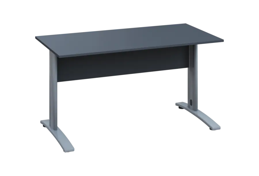 EPK 27 - 14 stůl kancelářský, kovová podnož stříbrná, deska 25 mm, široký 1400 mm, antracit